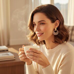 Women's Earrings Designer Kenneth Jay Lane Ivory Plastic Gold Hoop Earring's